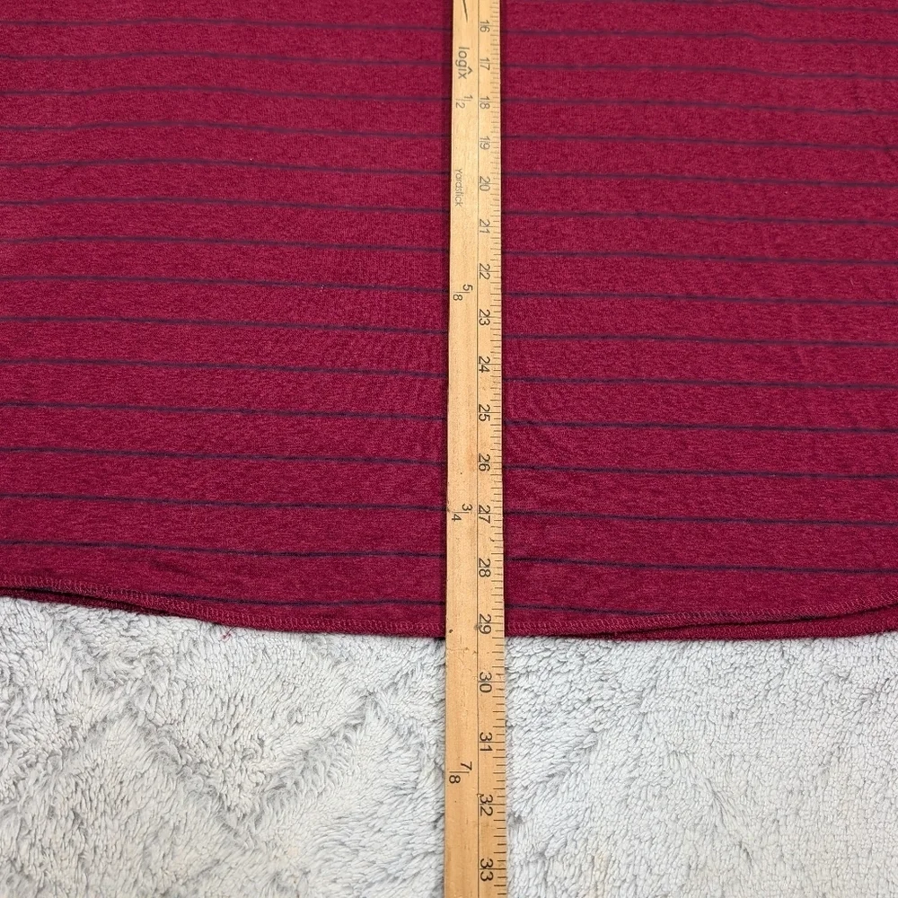 Marine Layer Shirt Mens L/XL Red Maroon Stripe Henley Long Sleeve Cotton